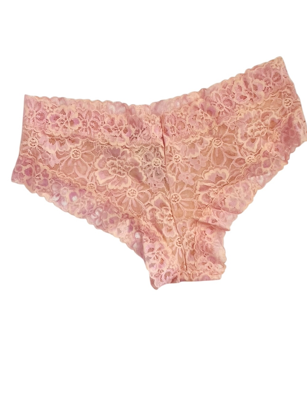 Victoria's Secret Peach Lace Cross Dye Cheeky Panty